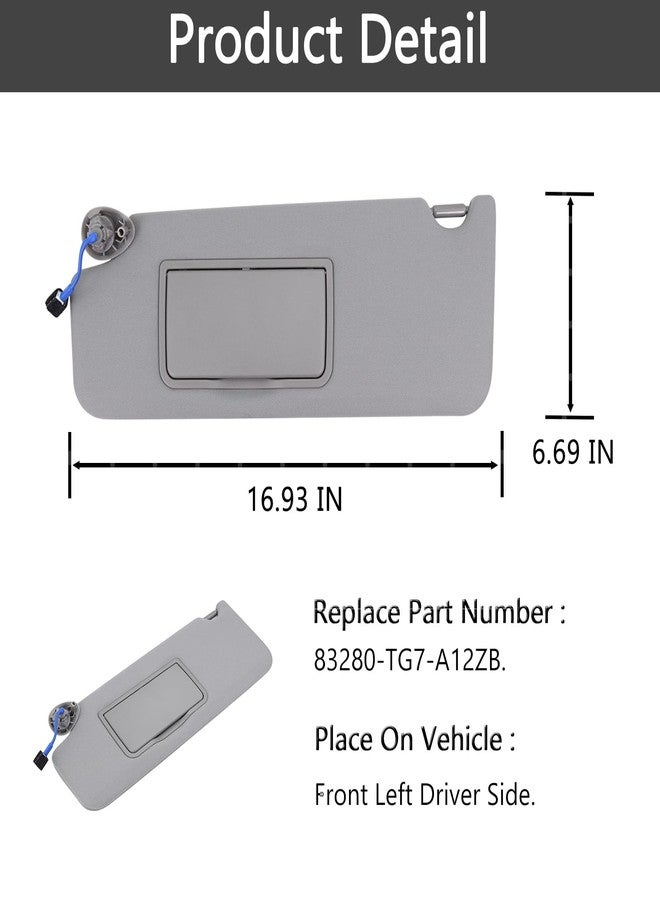 Xiaoyudou Left Drvier Side Sun Visor Fit for Honda Pilot 2017-2022, Honda Ridgeline 2018-2023 Replaces# 83280-TG7-A12ZB (Gray) - Image 2